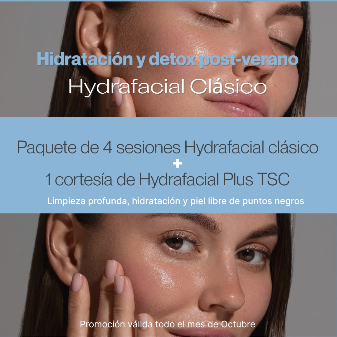 Hydrafacial Clásico x4 sesiones + 1 cortesia Hydrafacial plus tsc